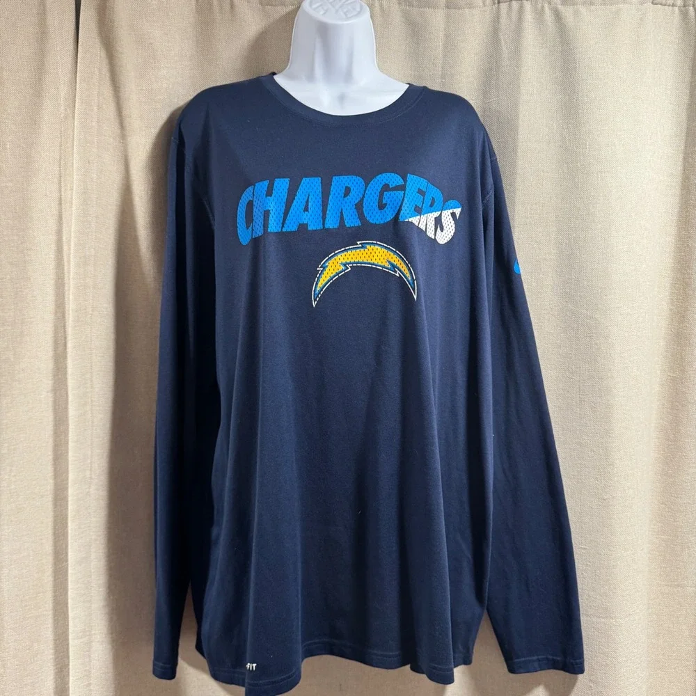 Nike NFL Chargers Long Sleeve Dri-FIT‎ Training Shirt Mens XL Football Bundle